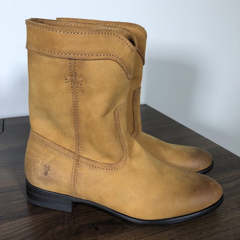 New Frye Cara Roper Boots Sz 6 Short Riding Cognac